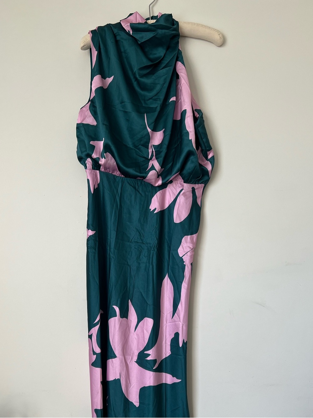 Petal & Pup Teal Maxi Dress with Pink Floral Print